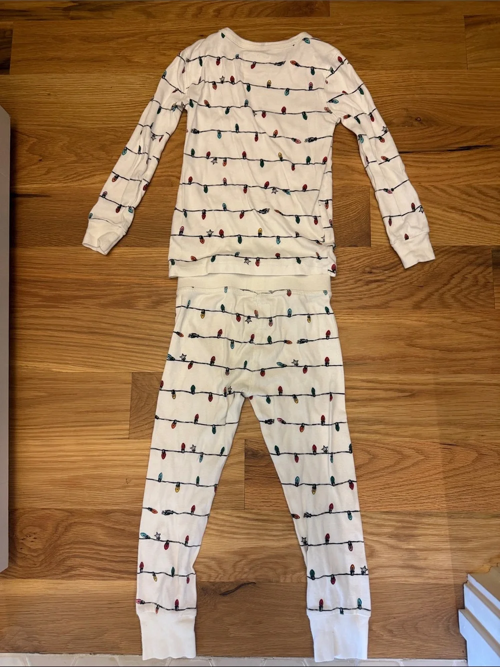 Crewcuts Cream Kids Pajama Set with Multi-Color Light Print